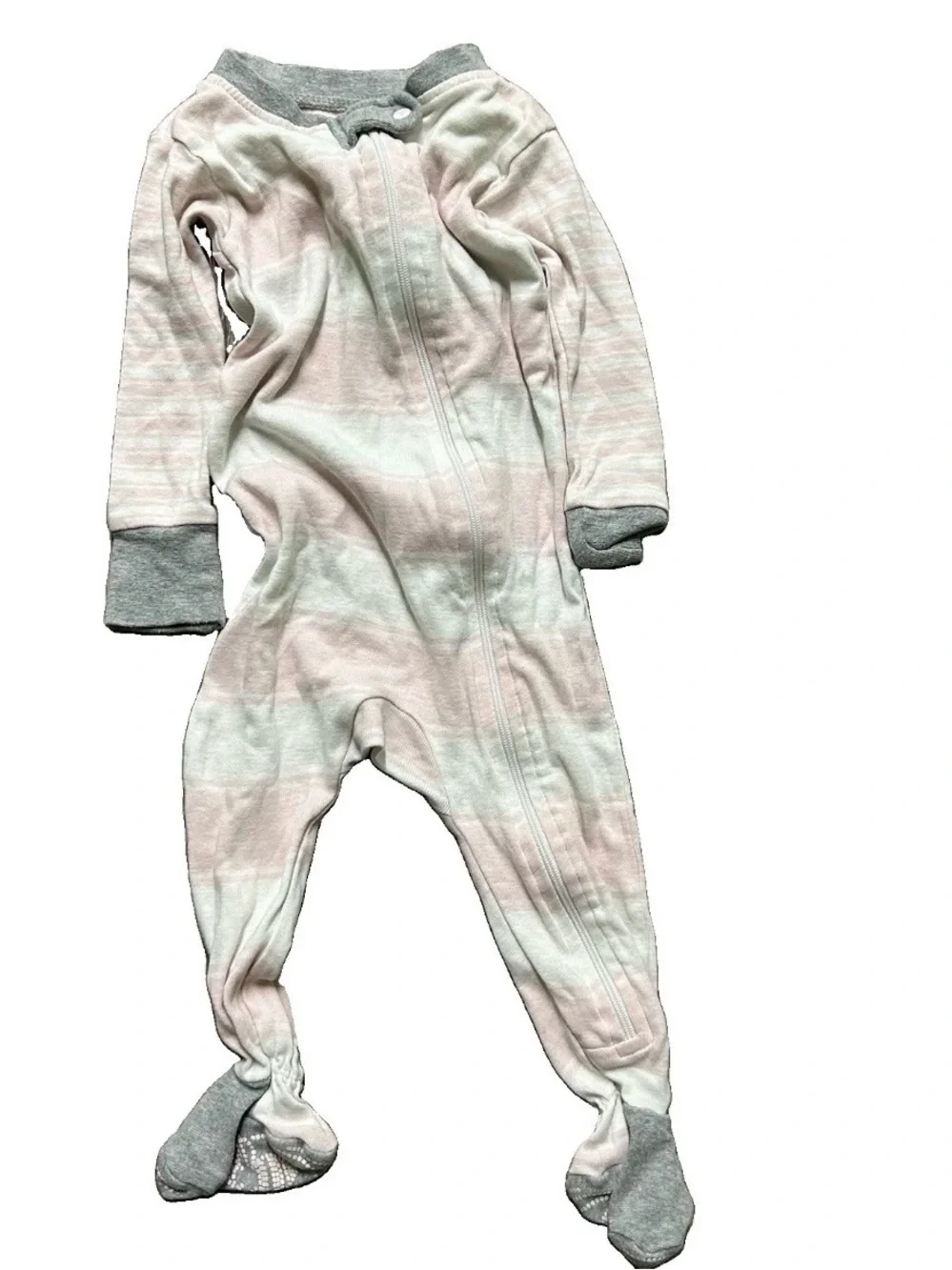 Baby Girl Footie Pajamas Pink Bunnies Flowers Size 6-9 Months